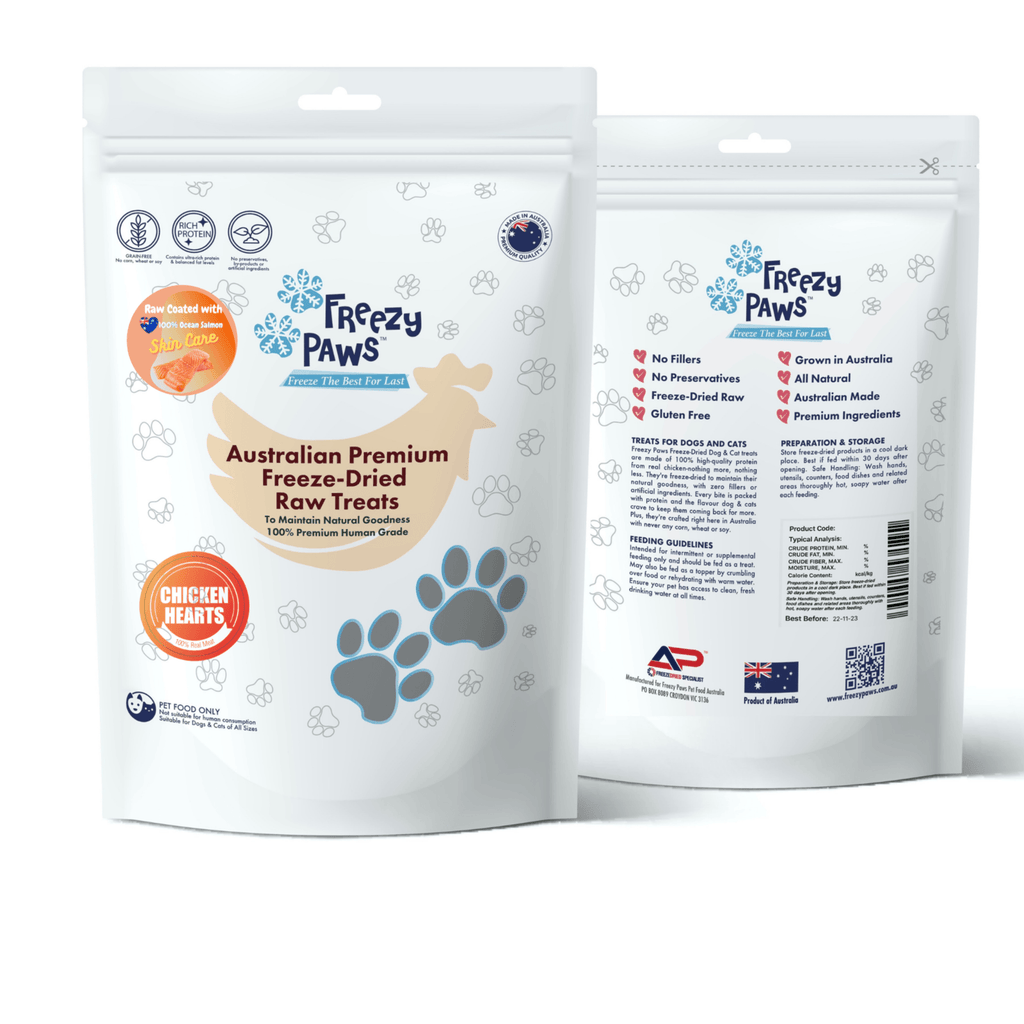 FREEZY PAWS Freeze Dried Salmon Coated Chicken Heart Raw - Sparklet