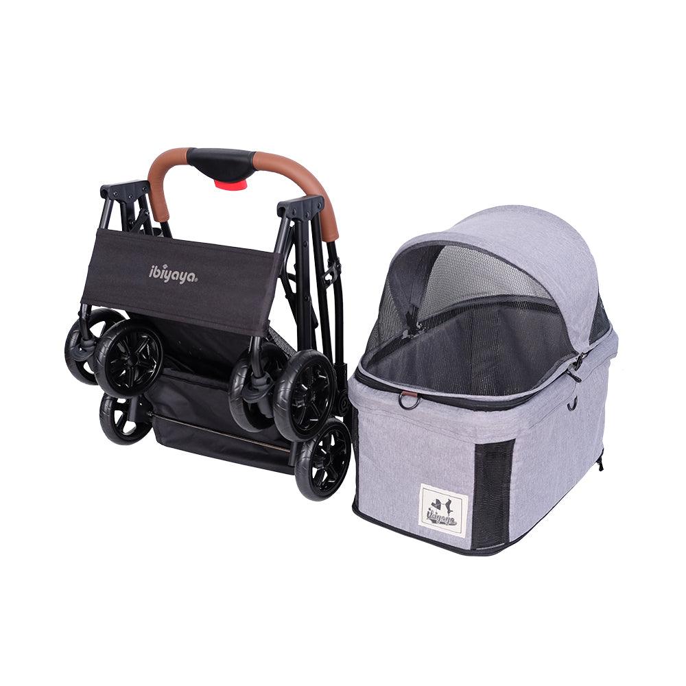 IBIYAYA Travois Tri-fold Pet Travel Stroller System - Nimbus Gray - Sparklet