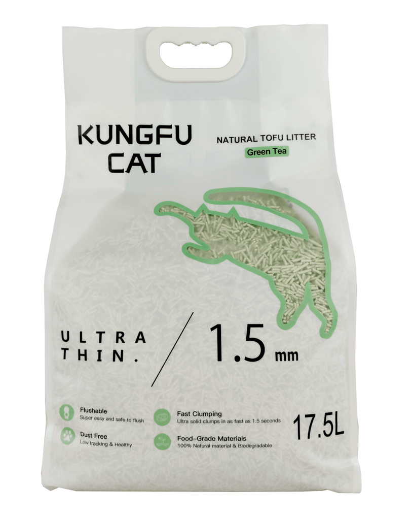 KUNGFU CAT Natural Tofu Litter 17.5L/6.5KG Green Tea - Sparklet