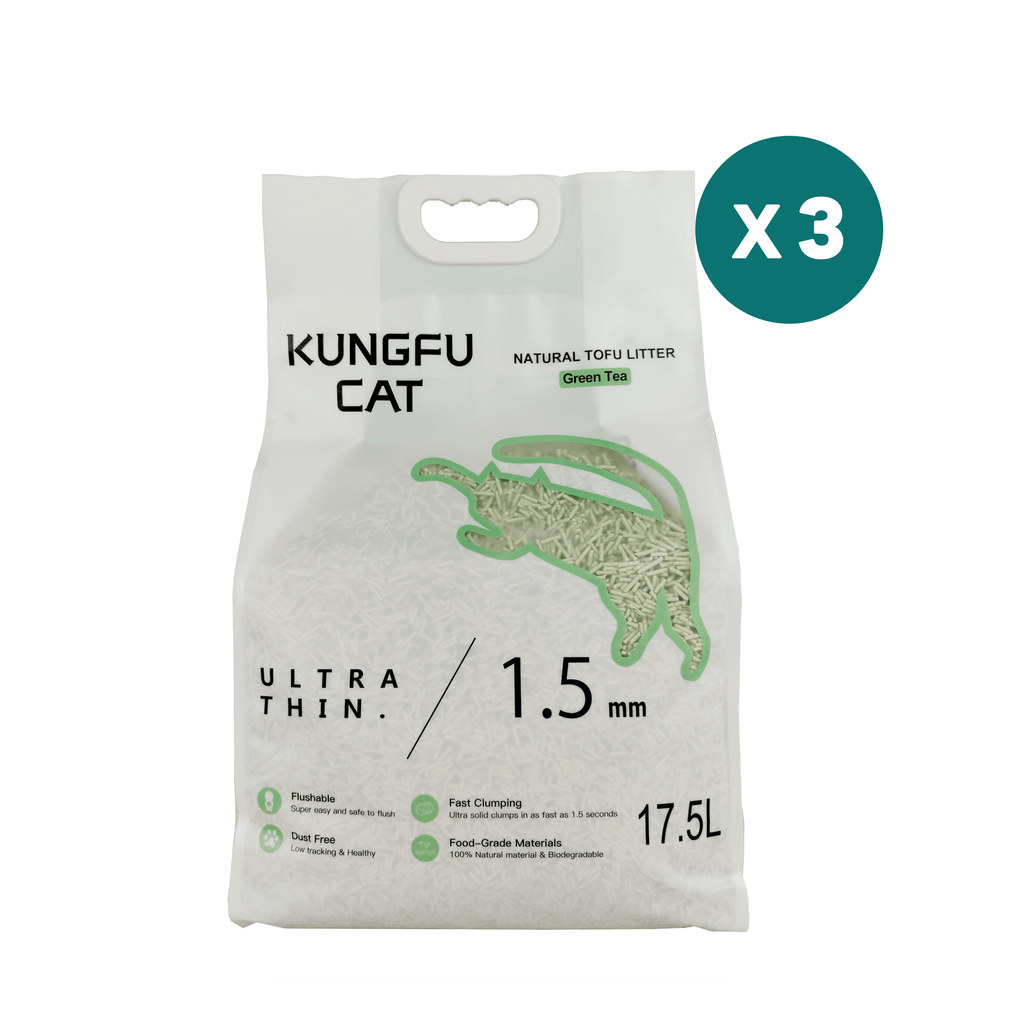 KUNGFU CAT Natural Tofu Litter 17.5L/6.5KG Green Tea - Sparklet