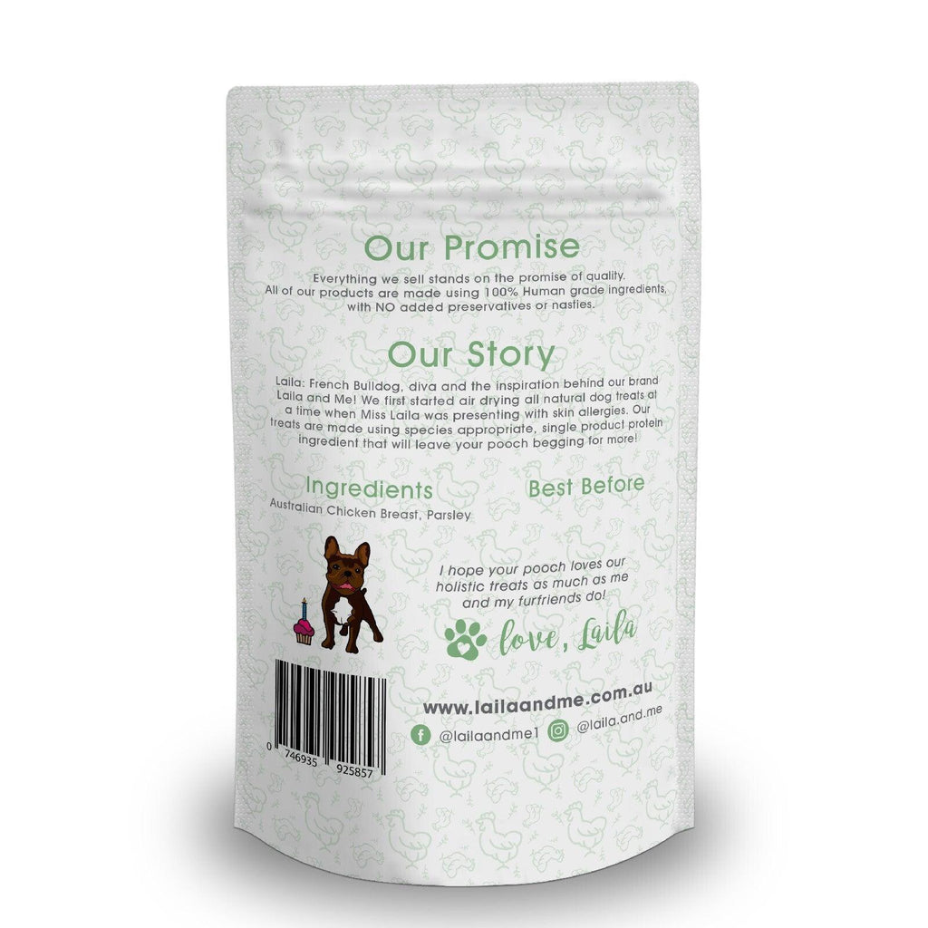 LAILA & ME Air Dried Australian Chicken Breast & Parsley Fresh Breath Dog Treats 200G - Sparklet