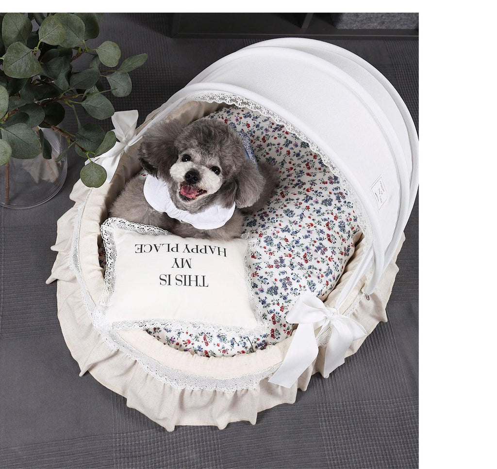 NIFTY FAIRY Four Season Removable & Washable Pet Cradle Bed - Beige Floral - Sparklet