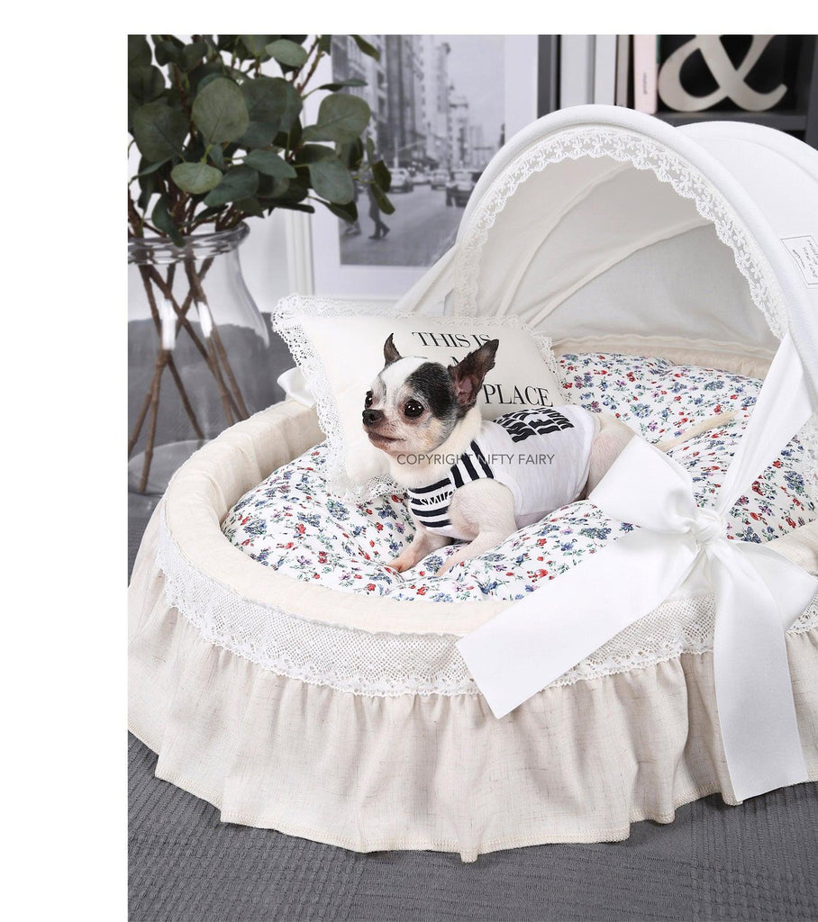 NIFTY FAIRY Four Season Removable & Washable Pet Cradle Bed - Beige Floral - Sparklet