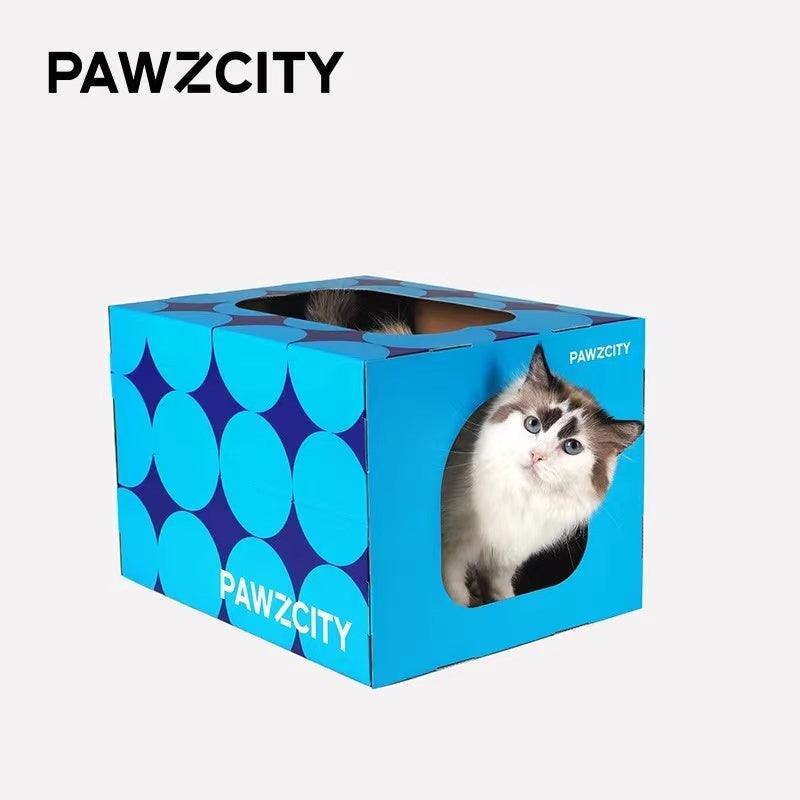 PAWZCITY Cat Scratcher House - Blue - Sparklet