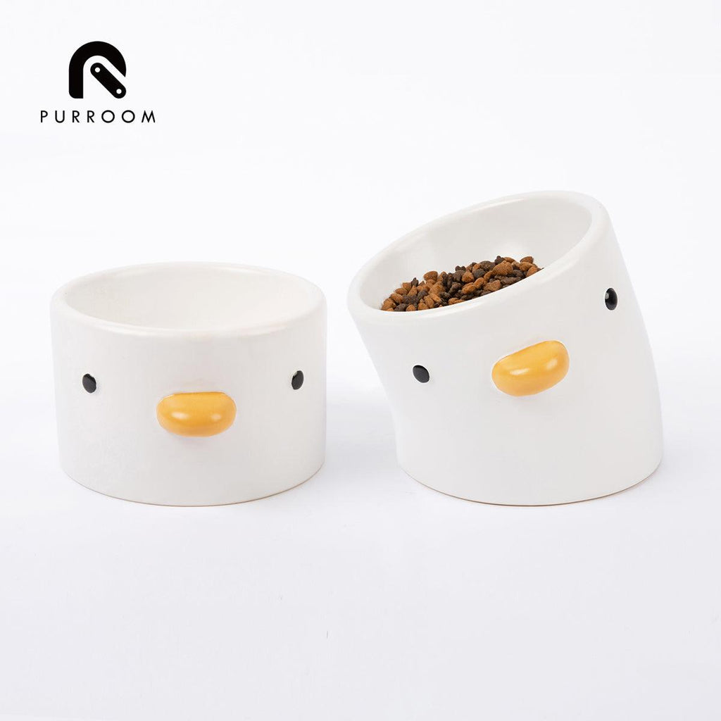 PURROOM Elevated Chick Ceramic Pet Bowl (Straight) - Sparklet