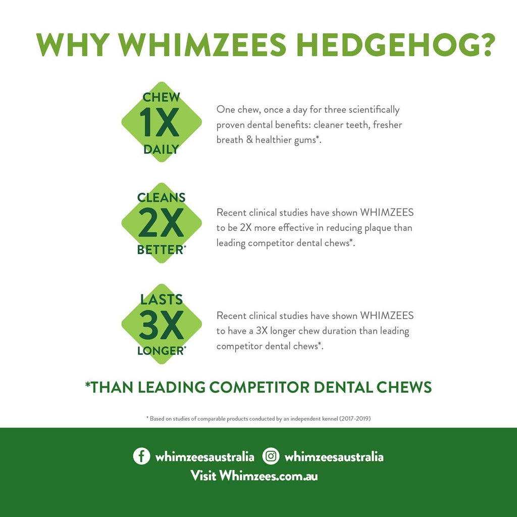 WHIMZEES Natural Daily Dental Hedgehog Chews For Adult Dog XLarge Breed (27KG+) 16 pcs - Sparklet